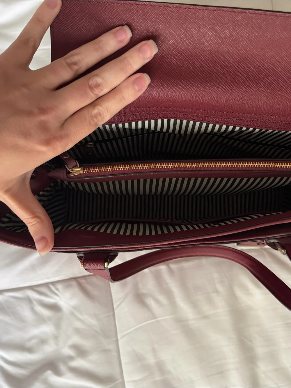 kate spade Burgundy Saffiano Leather Tote